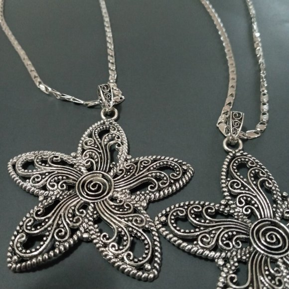 New 28" Super Big Ancient Flower Star Necklace - Picture 4 of 5